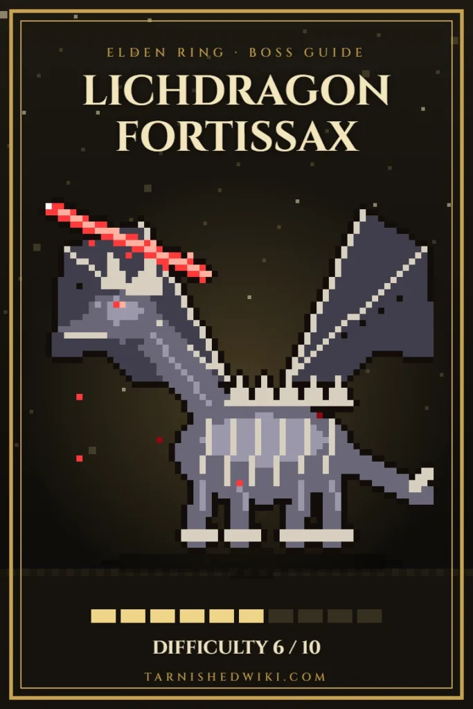 Lichdragon Fortissax pixel art – Elden Ring boss guide