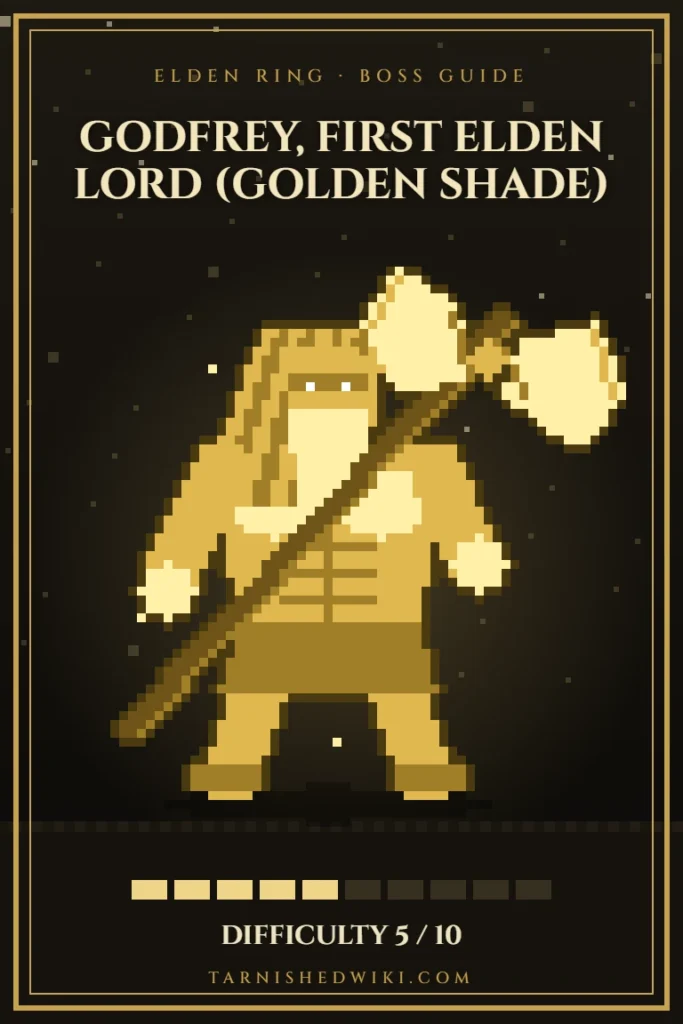 Godfrey, First Elden Lord (Golden Shade) pixel art – Elden Ring boss guide