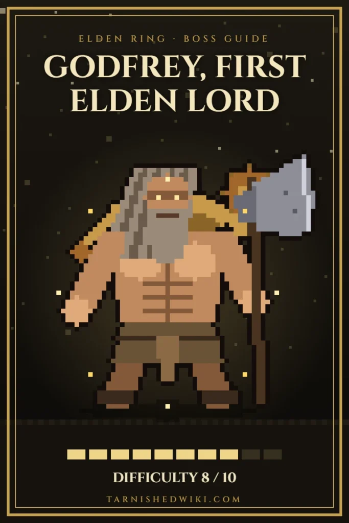 Godfrey, First Elden Lord / Hoarah Loux, Warrior pixel art – Elden Ring boss guide