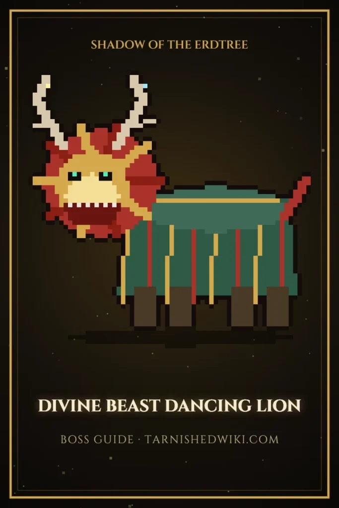 Divine Beast Dancing Lion pixel art poster