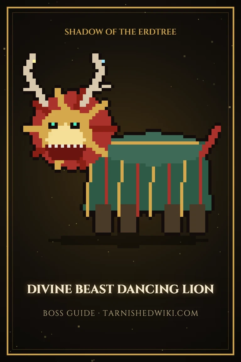 Divine Beast Dancing Lion pixel art poster