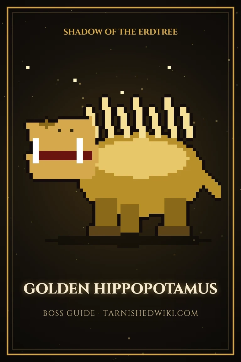 Golden Hippopotamus pixel art poster
