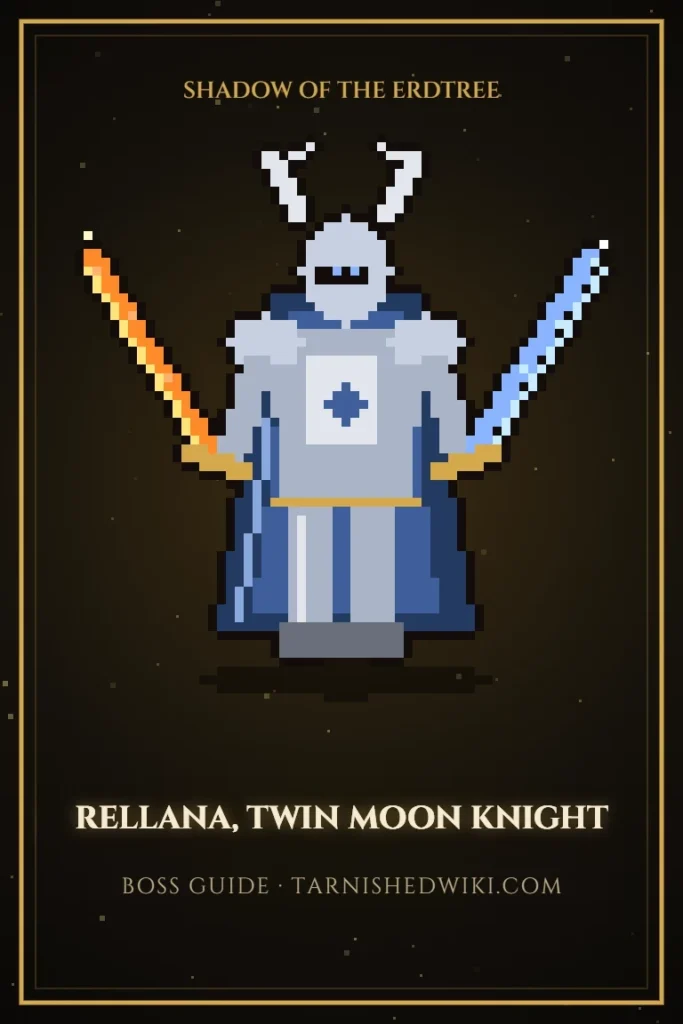 Rellana, Twin Moon Knight pixel art poster