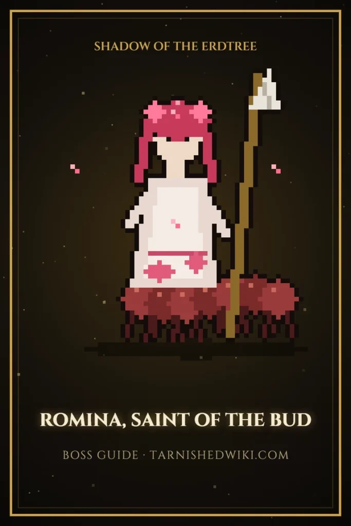 Romina, Saint of the Bud pixel art poster